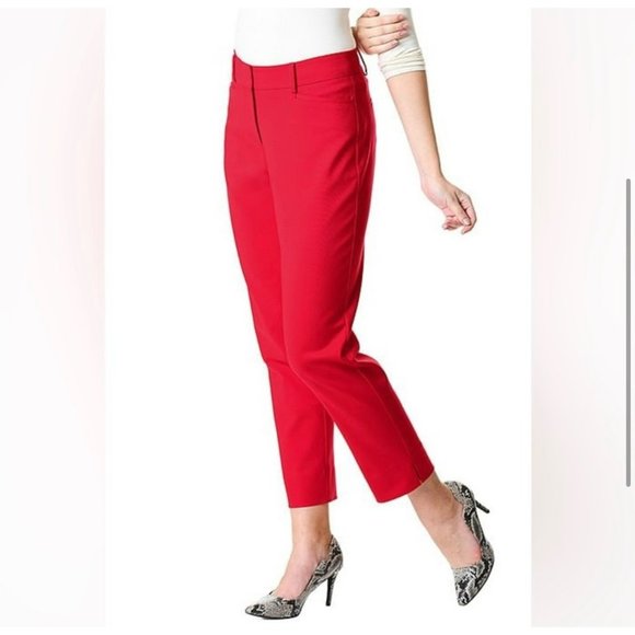 NWT Laundry By Shelli Segal Ladies Red Slim Fit Ankle Length Pants SZ 6 - Picture 4 of 10